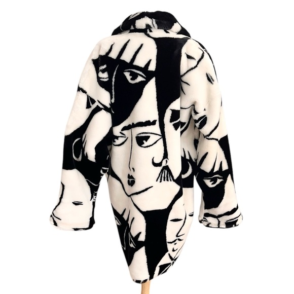 Vintage Donnybrook Faux Fur Coat Jacket Car Coat Faces Oversized L Large - Picture 4 of 12